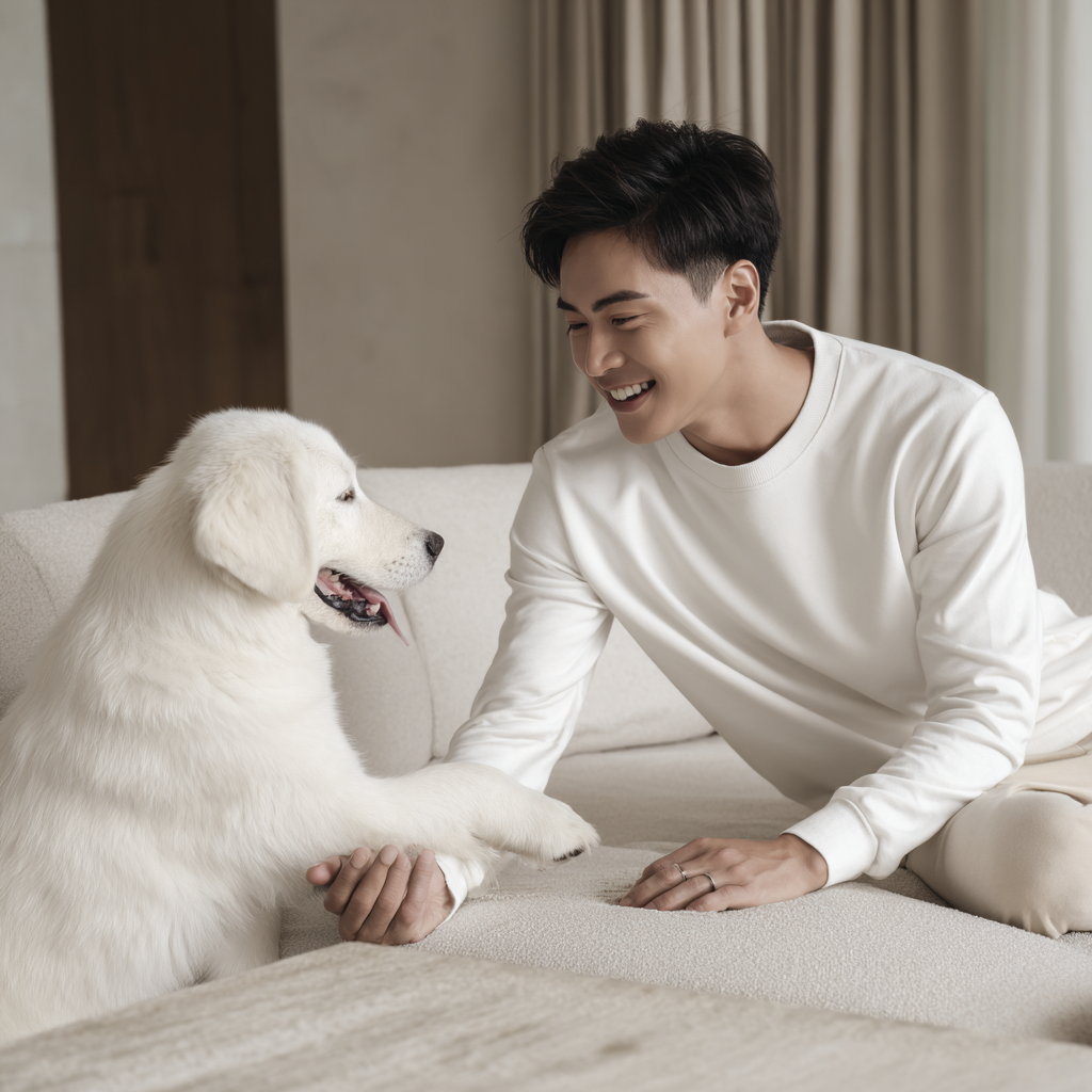 NUGGAL Unisex Pet Hair Resistant Tech T-shirt Long Sleeve Classic White