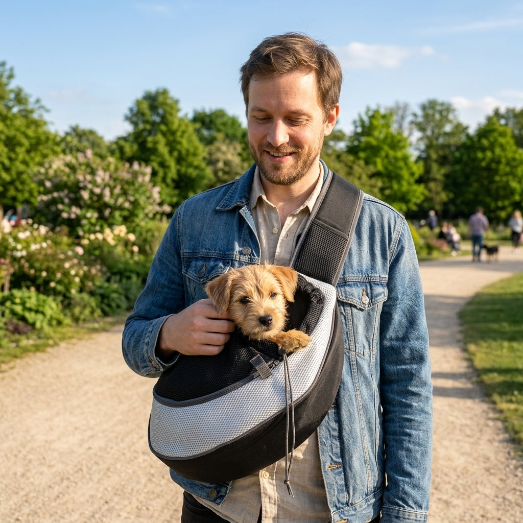 NUGGAL Ergonomic Pet Sling Carrier Breathable Mesh Crossbody Bag