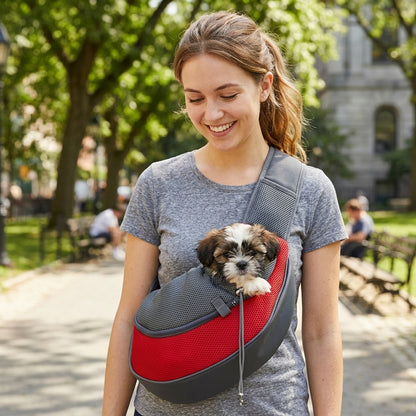 NUGGAL Ergonomic Pet Sling Carrier Breathable Mesh Crossbody Bag