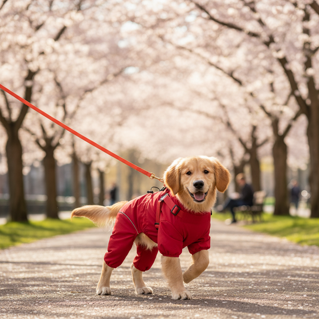 NUGGAL Pet Hair Resistant Full Body Dog Raincoat & Warm Suit with Integrated Harness
