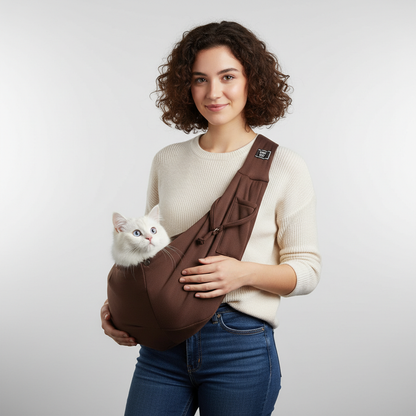 NUGGAL Foldable Crossbody High-Capacity Pet Carrier Bag for Small Dogs & Cats