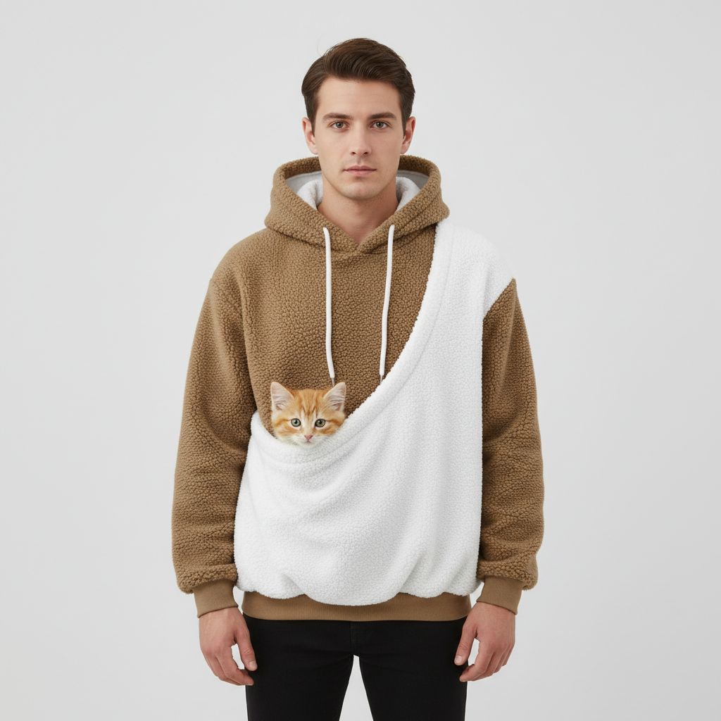 NUGGAL Unisex Oversized Fleece Pet Pouch Hoodie