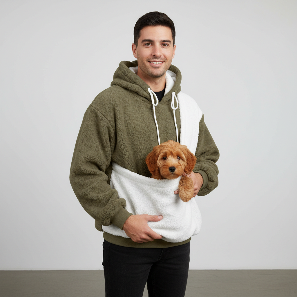 NUGGAL Unisex Oversized Fleece Pet Pouch Hoodie