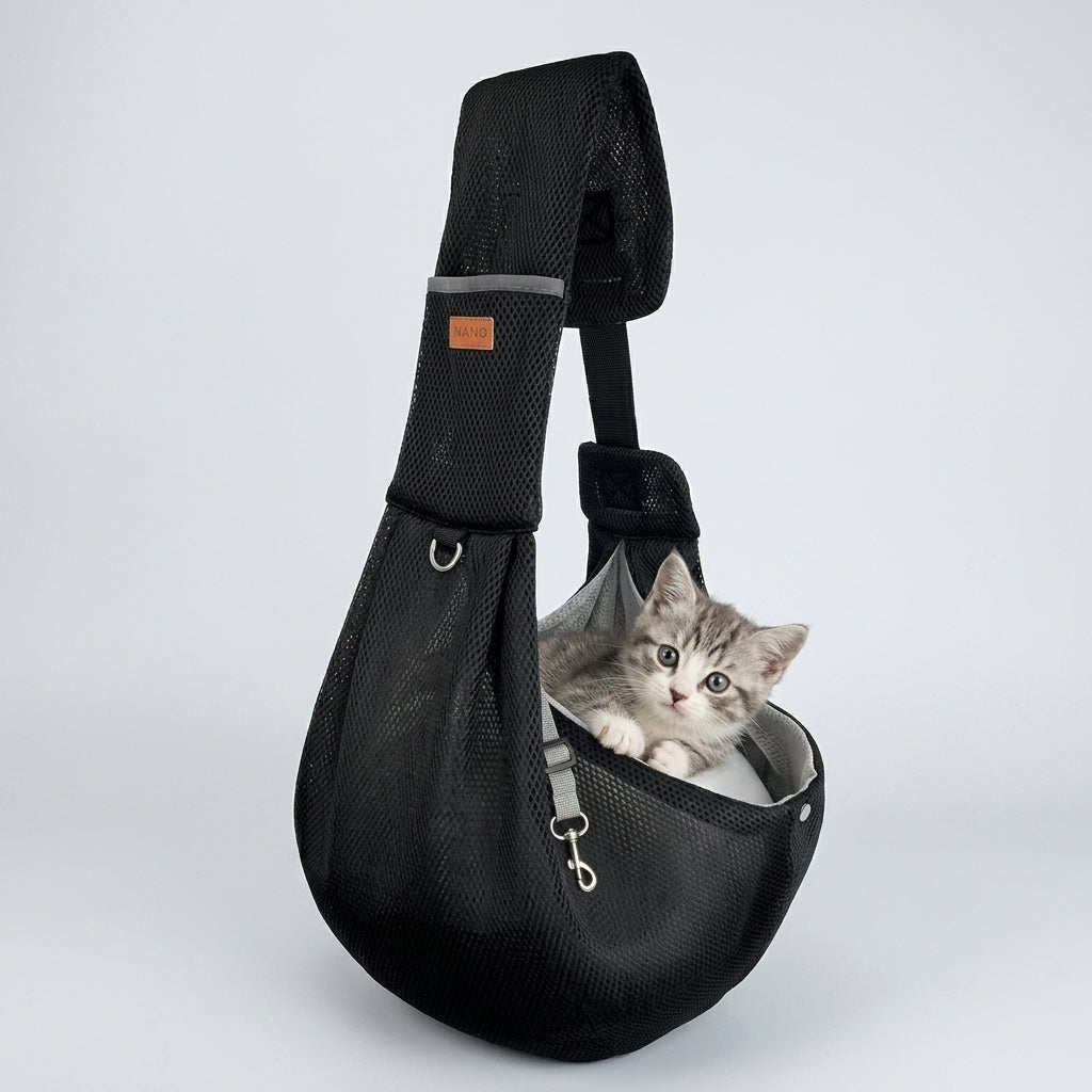 NUGGAL Cross Body Breathable Mesh Pet Carrier Sling Bag with Adjustable Padded Shoulder Strap