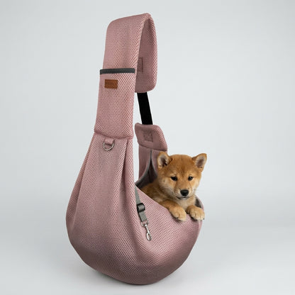 NUGGAL Cross Body Breathable Mesh Pet Carrier Sling Bag with Adjustable Padded Shoulder Strap