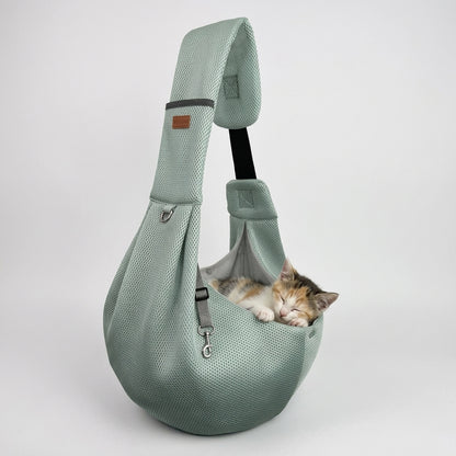 NUGGAL Cross Body Breathable Mesh Pet Carrier Sling Bag with Adjustable Padded Shoulder Strap