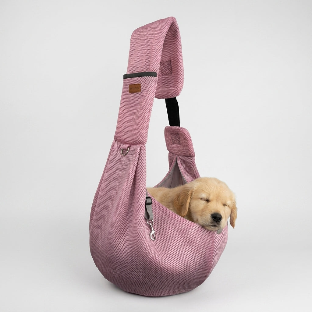 NUGGAL Cross Body Breathable Mesh Pet Carrier Sling Bag with Adjustable Padded Shoulder Strap