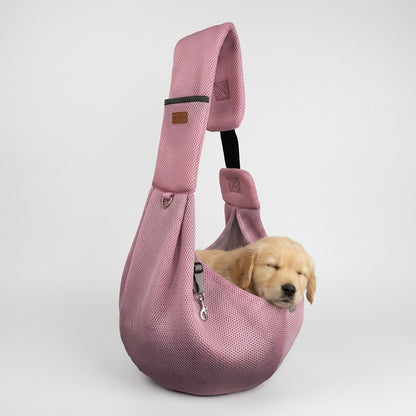NUGGAL Cross Body Breathable Mesh Pet Carrier Sling Bag with Adjustable Padded Shoulder Strap
