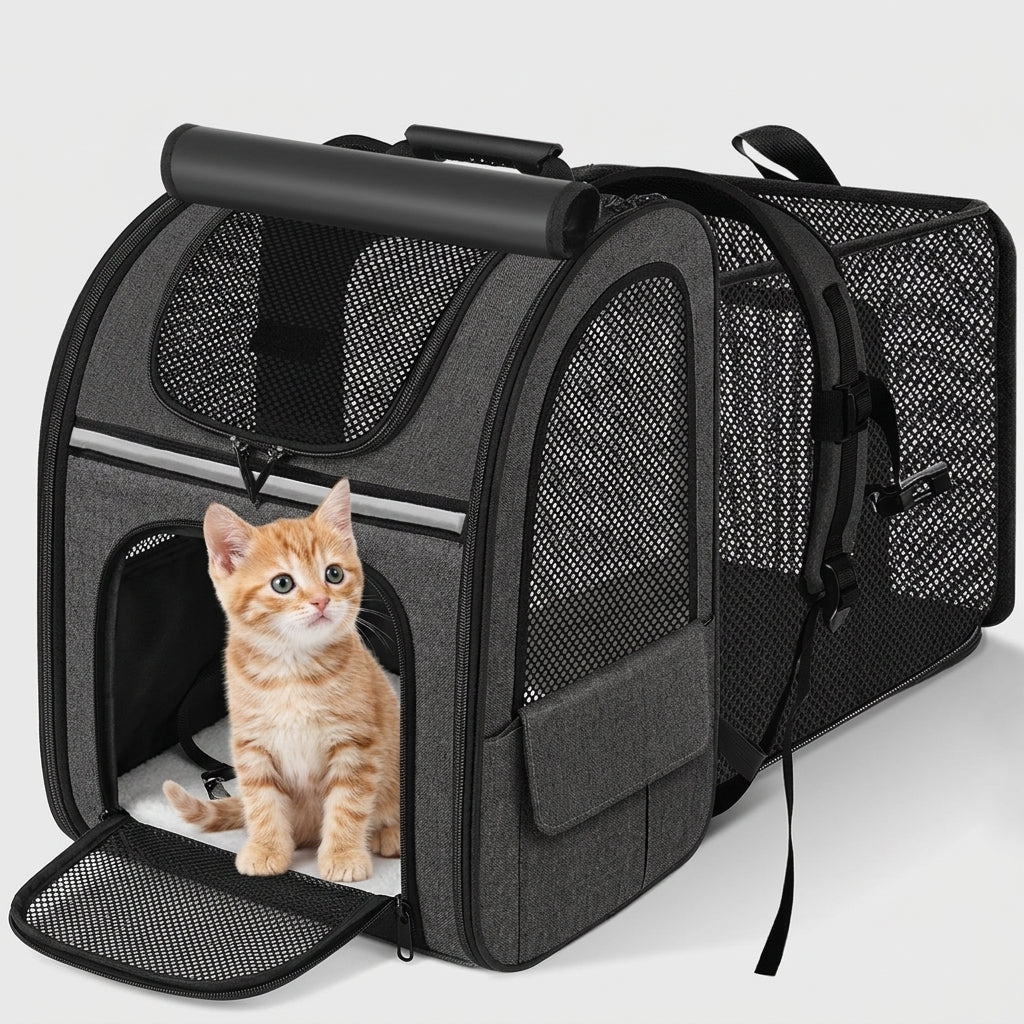 NUGGAL Expandable Pet Carrier Backpack with Breathable Mesh Tent