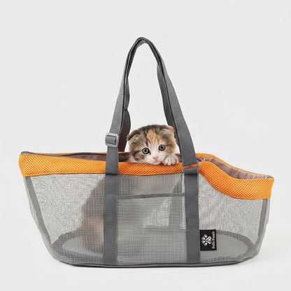 NUGGAL Breathable Mesh Pet Carrier Tote – Large Capacity Summer Travel Shoulder Bag for Cats & Dogs