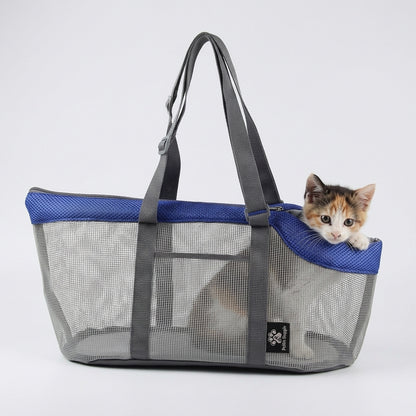 NUGGAL Breathable Mesh Pet Carrier Tote – Large Capacity Summer Travel Shoulder Bag for Cats & Dogs