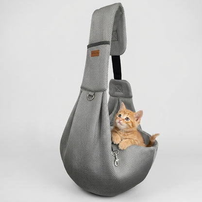 NUGGAL Cross Body Breathable Mesh Pet Carrier Sling Bag with Adjustable Padded Shoulder Strap