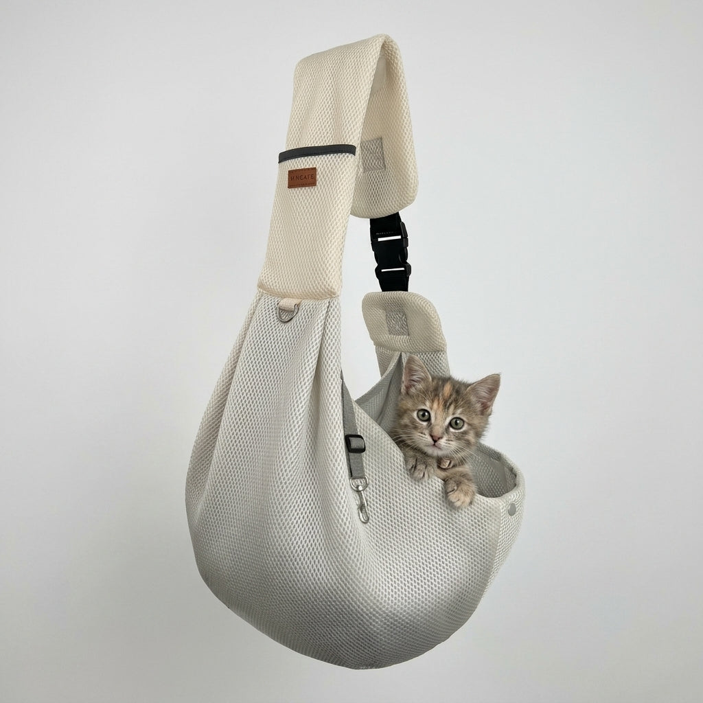 NUGGAL Cross Body Breathable Mesh Pet Carrier Sling Bag with Adjustable Padded Shoulder Strap