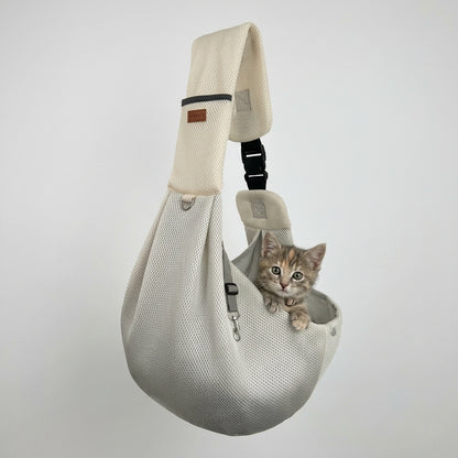 NUGGAL Cross Body Breathable Mesh Pet Carrier Sling Bag with Adjustable Padded Shoulder Strap