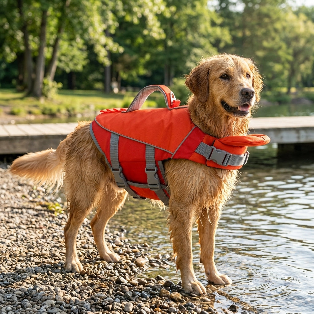 NUGGAL Dog Life Jacket for Summer – High Buoyancy Pet Safety Vest with Detachable Neck Float & Rescue Handle