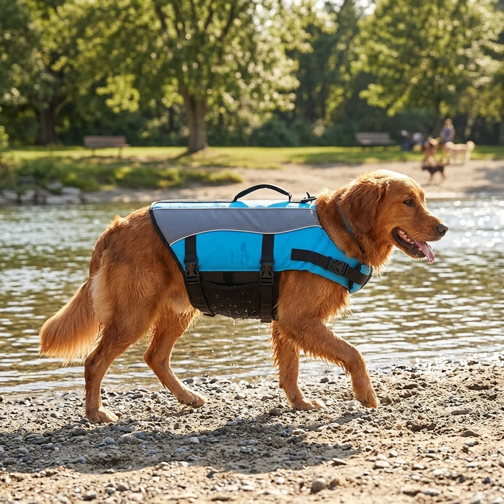 NUGGAL Dog Life Jacket for Summer – High Buoyancy Pet Safety Vest with Detachable Neck Float & Rescue Handle
