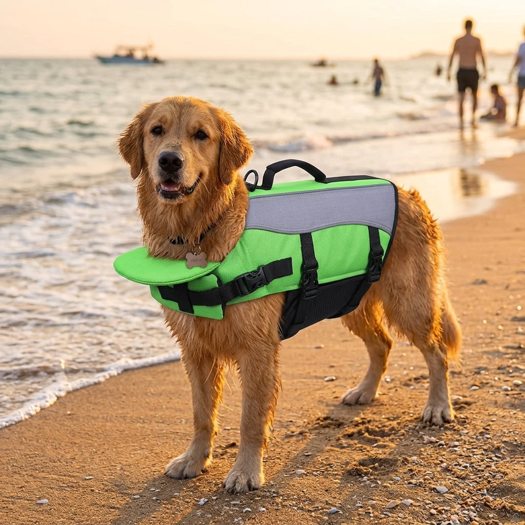 NUGGAL Dog Life Jacket for Summer – High Buoyancy Pet Safety Vest with Detachable Neck Float & Rescue Handle