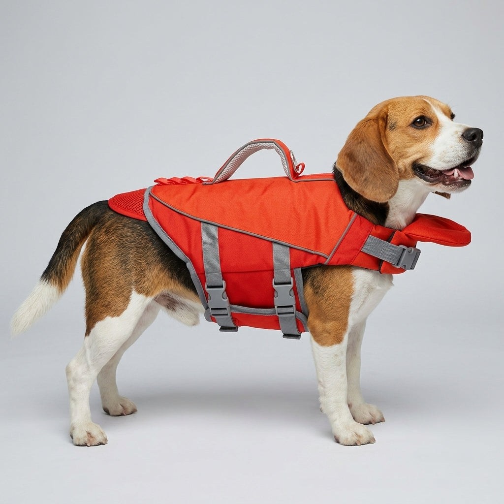 NUGGAL Dog Life Jacket for Summer – High Buoyancy Pet Safety Vest with Detachable Neck Float & Rescue Handle