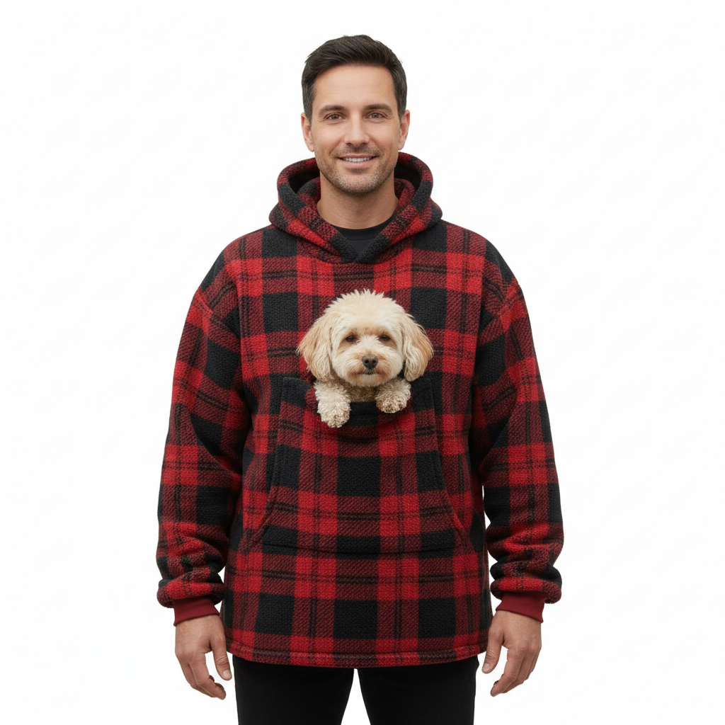 NUGGAL Unisex Oversized Fleece Front Pet Pouch Hoodie