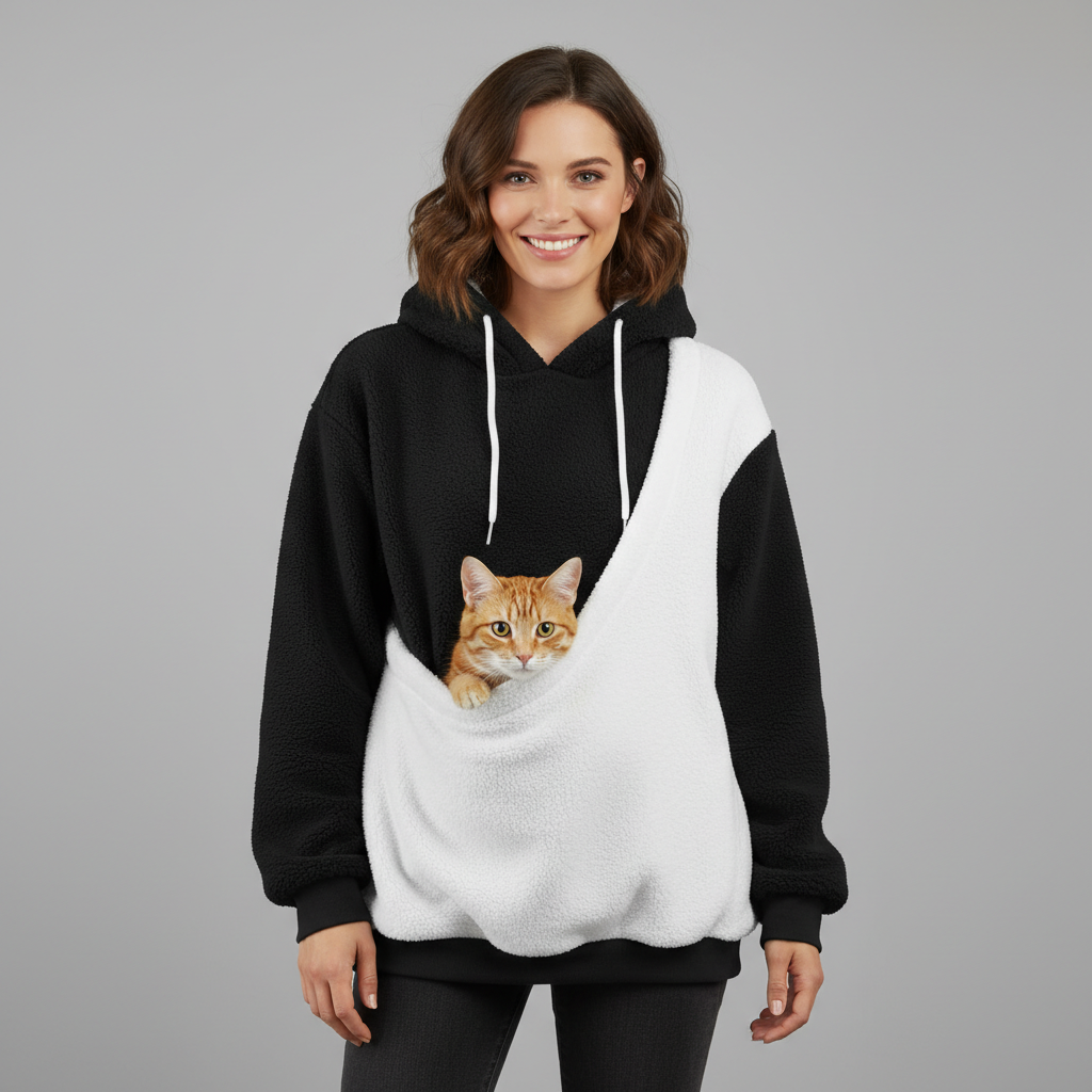 NUGGAL Unisex Oversized Fleece Pet Pouch Hoodie