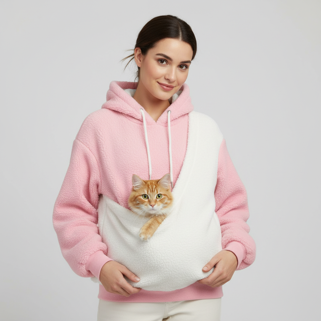 NUGGAL Unisex Oversized Fleece Pet Pouch Hoodie