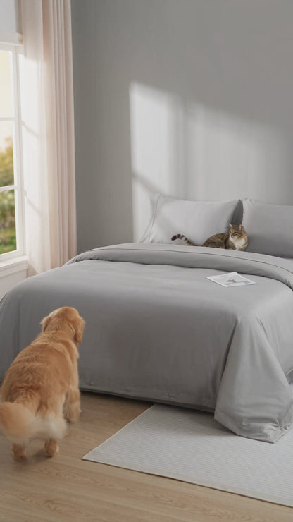 NUGGAL Pet Hair-Resistant Bamboo Flat Sheet – Soft, Sustainable, and Pet-Friendly Comfort