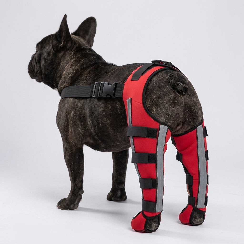 NUGGAL Premium Canine Rear Leg Brace with Reflective Straps & Anti-Slip Harness