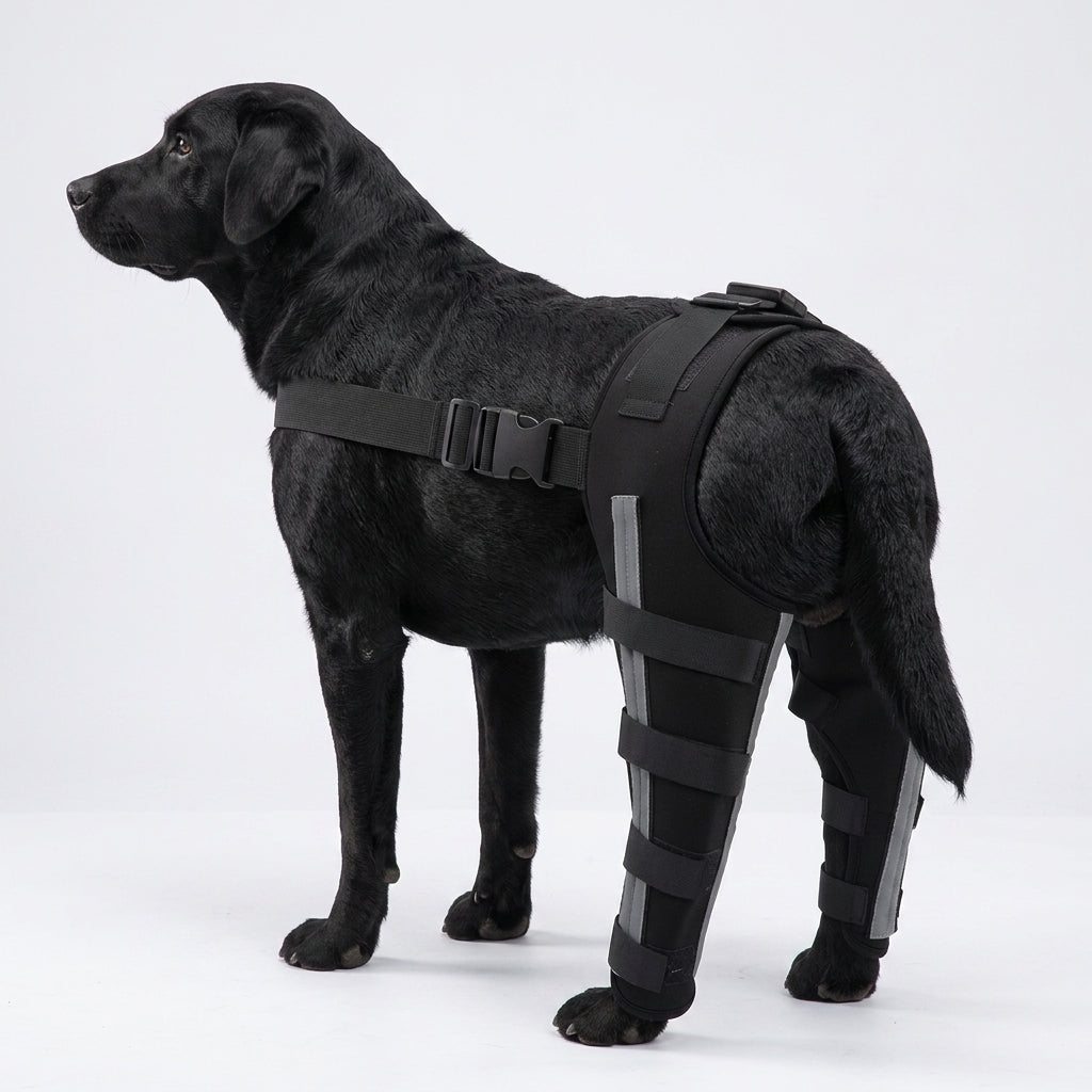 NUGGAL Premium Canine Rear Leg Brace with Reflective Straps & Anti-Slip Harness