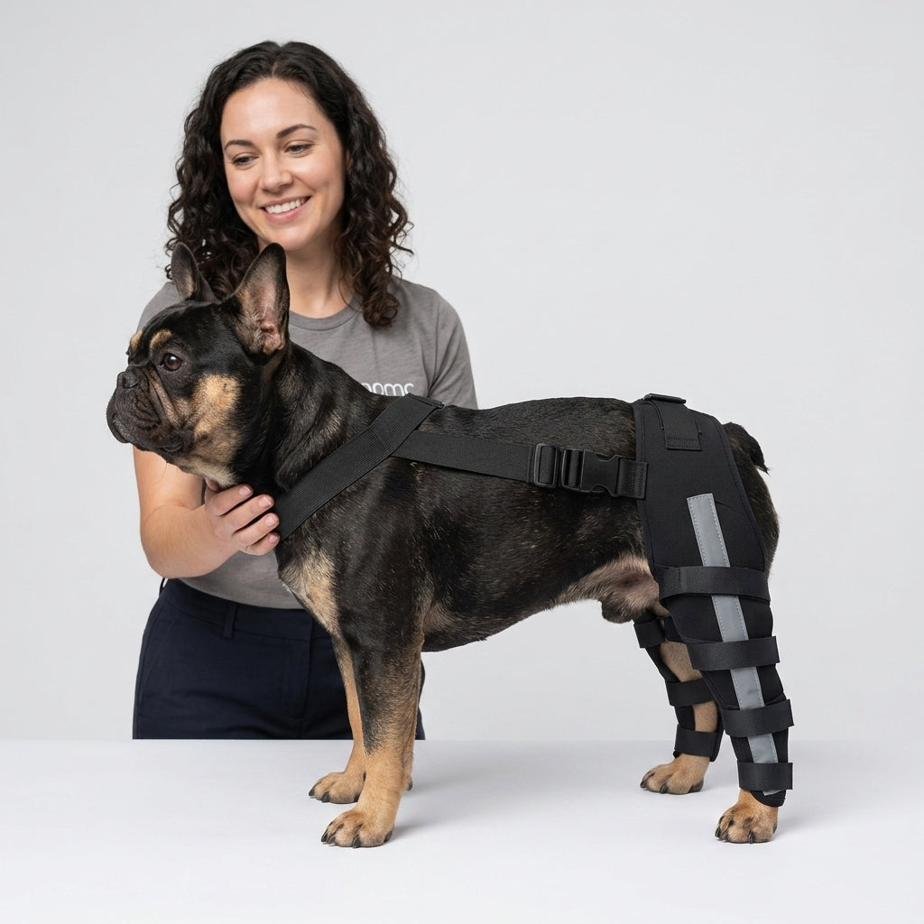 NUGGAL Premium Canine Rear Leg Brace with Reflective Straps & Anti-Slip Harness