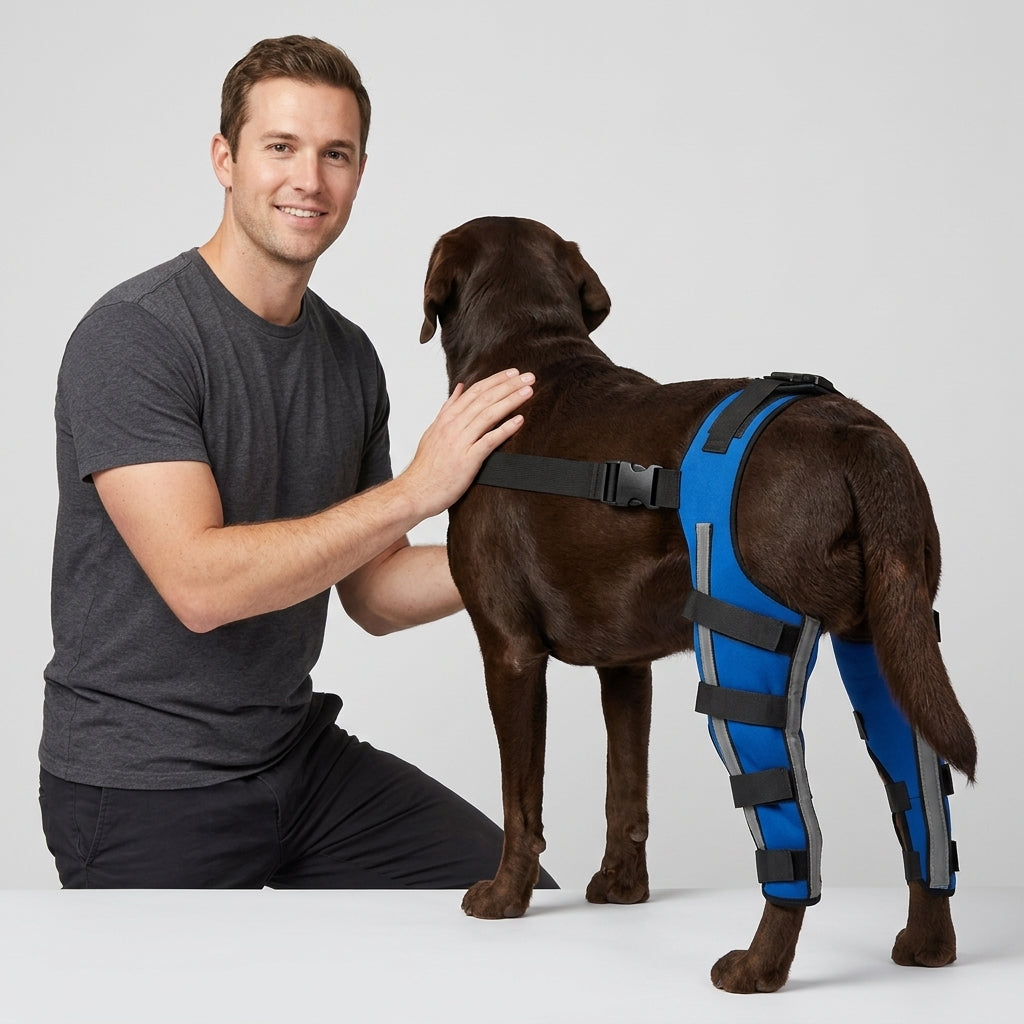 NUGGAL Premium Canine Rear Leg Brace with Reflective Straps & Anti-Slip Harness