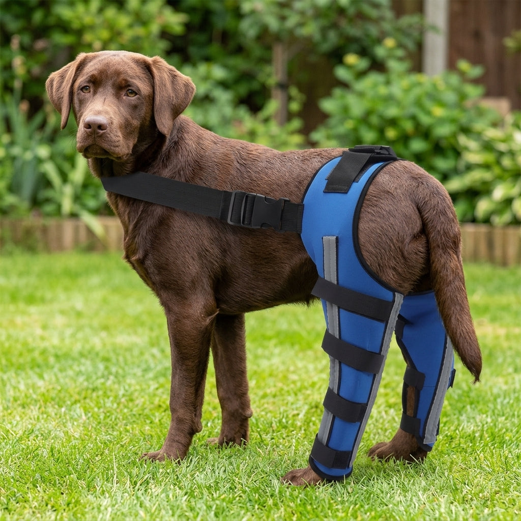NUGGAL Premium Canine Rear Leg Brace with Reflective Straps & Anti-Slip Harness