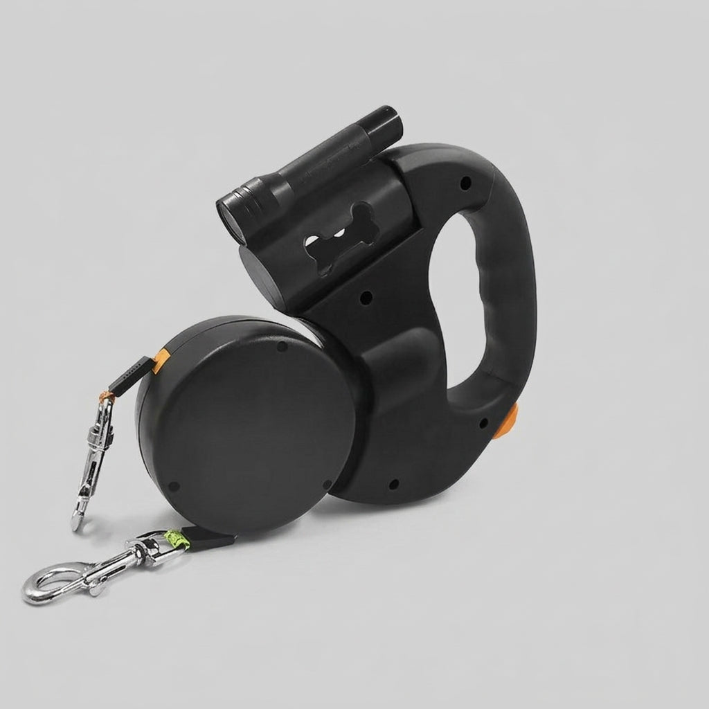 NUGGAL 3-in-1 Dual Retractable Dog Leash with LED & Bag Dispenser