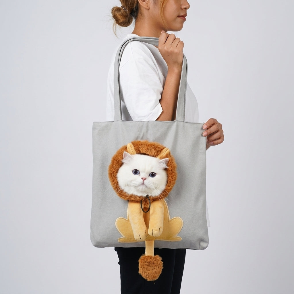 NUGGAL Playful Peek-a-Boo Canvas Pet Carrier Tote