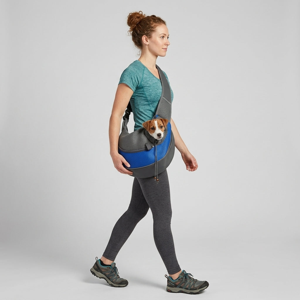 NUGGAL Ergonomic Pet Sling Carrier Breathable Mesh Crossbody Bag