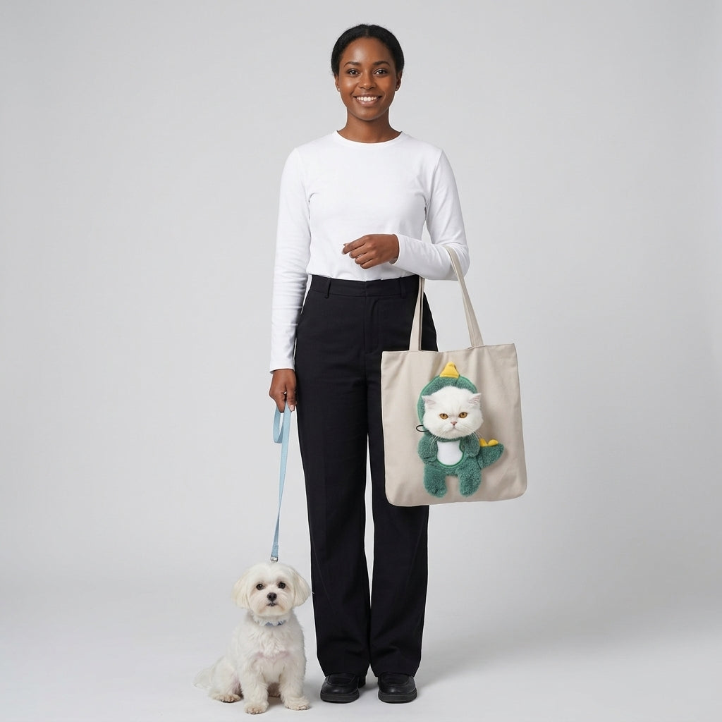 NUGGAL Playful Peek-a-Boo Canvas Pet Carrier Tote