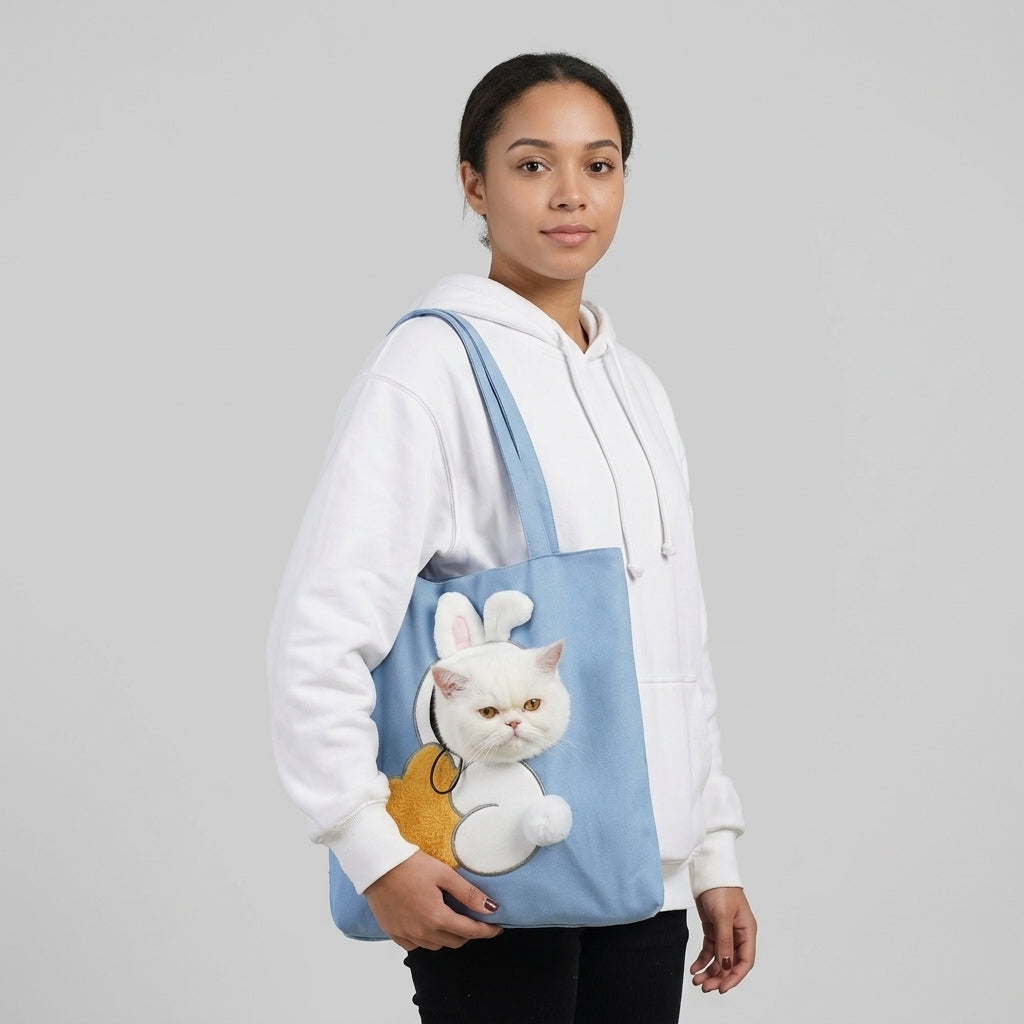NUGGAL Playful Peek-a-Boo Canvas Pet Carrier Tote