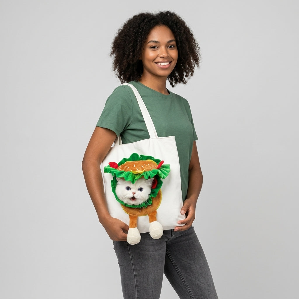 NUGGAL Playful Peek-a-Boo Canvas Pet Carrier Tote