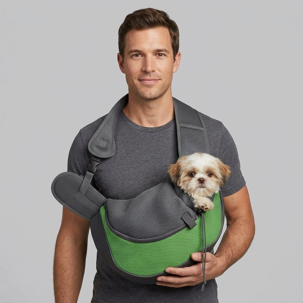 NUGGAL Ergonomic Pet Sling Carrier Breathable Mesh Crossbody Bag