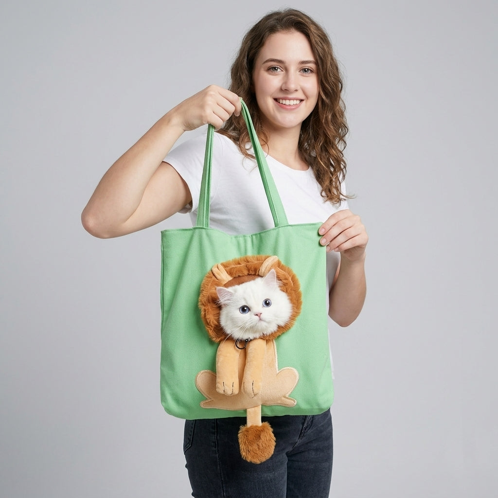 NUGGAL Playful Peek-a-Boo Canvas Pet Carrier Tote