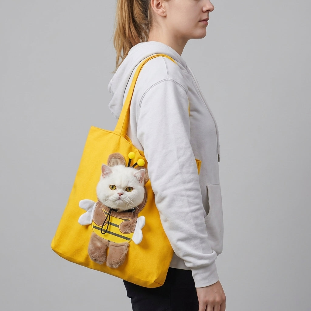 NUGGAL Playful Peek-a-Boo Canvas Pet Carrier Tote