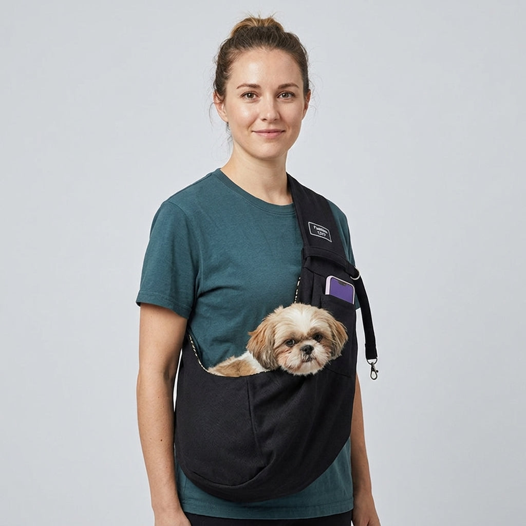 NUGGAL Foldable Crossbody High-Capacity Pet Carrier Bag for Small Dogs & Cats