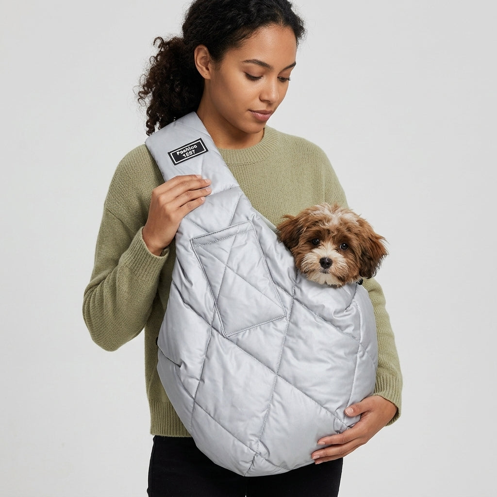 NUGGAL Fleece-Lined Pet Sling Bag with Pocket