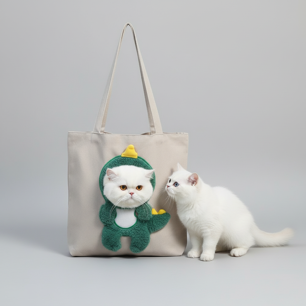 NUGGAL Playful Peek-a-Boo Canvas Pet Carrier Tote
