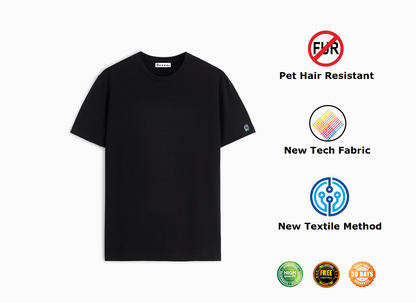 NUGGAL Unisex Pet Hair Resistant Tech T-shirt Classic Black