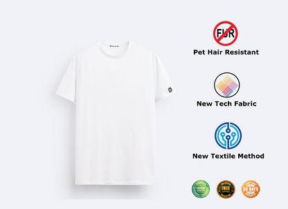 NUGGAL Unisex Pet Hair Resistant Tech T-shirt Classic White