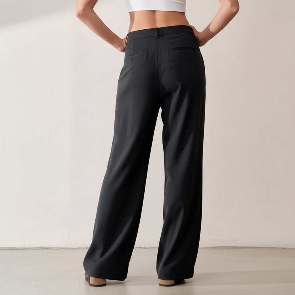 NUGGAL Pet Hair Resistant Pleated Wide Leg Pants