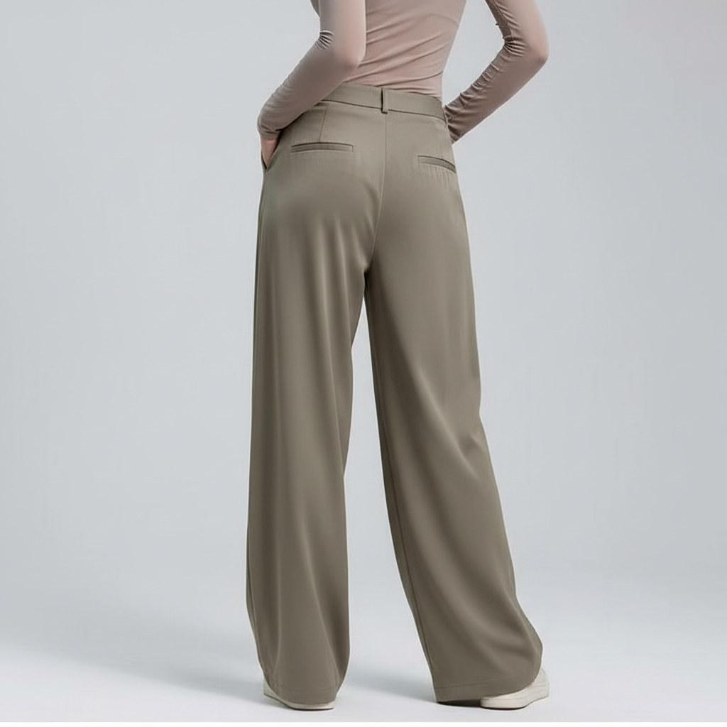 NUGGAL Pet Hair Resistant Pleated Wide Leg Pants