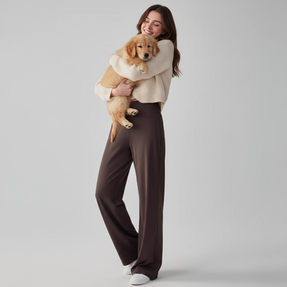 NUGGAL Pet-Hair Resistant Wide-Leg Soft-Touch Yoga & Commuter Pants