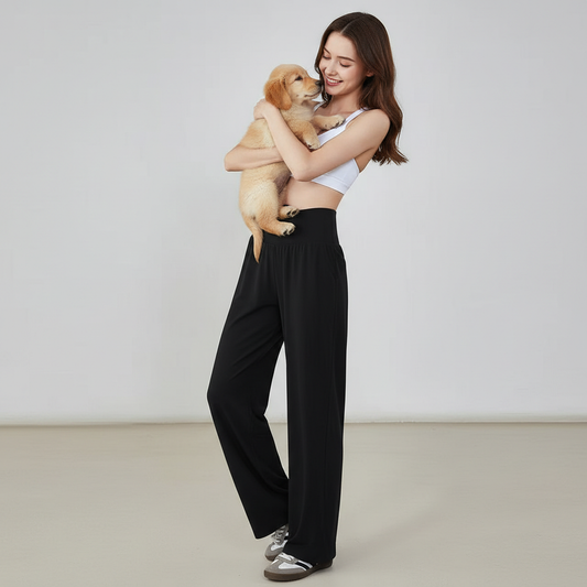 NUGGAL Pet-Hair Resistant Wide-Leg Soft-Touch Yoga & Commuter Pants
