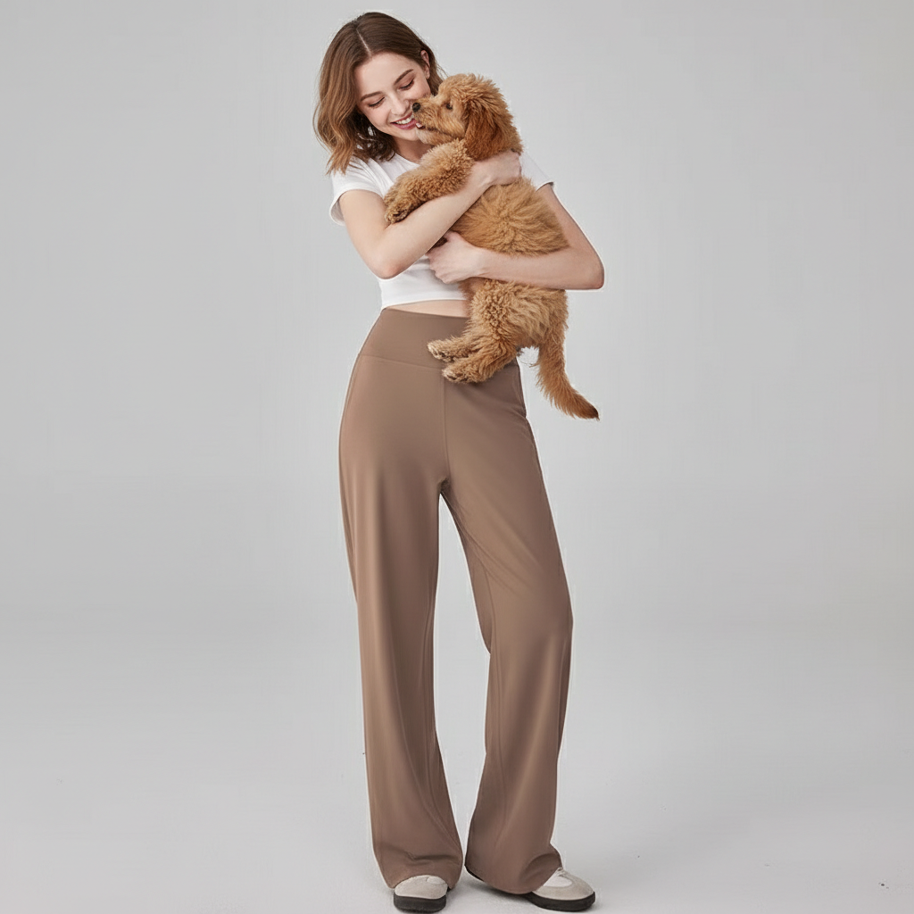 NUGGAL Pet-Hair Resistant Wide-Leg Soft-Touch Yoga & Commuter Pants